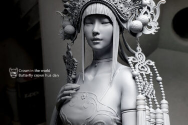 世界后冠系列-蝶冠花旦胸像(黑髮)  Crown in the world-Butterfly crown  Hua Dan  Bust -Black hair version